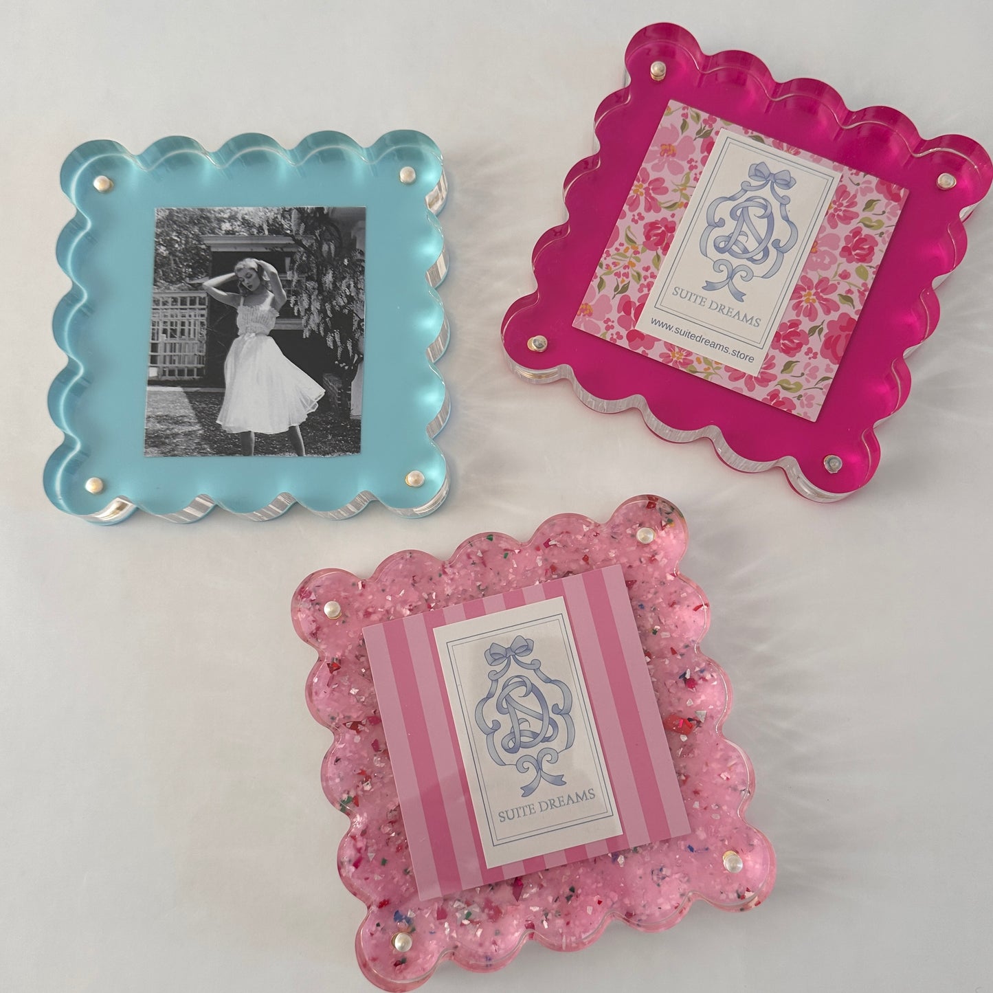 Blue Scalloped Acrylic Frame