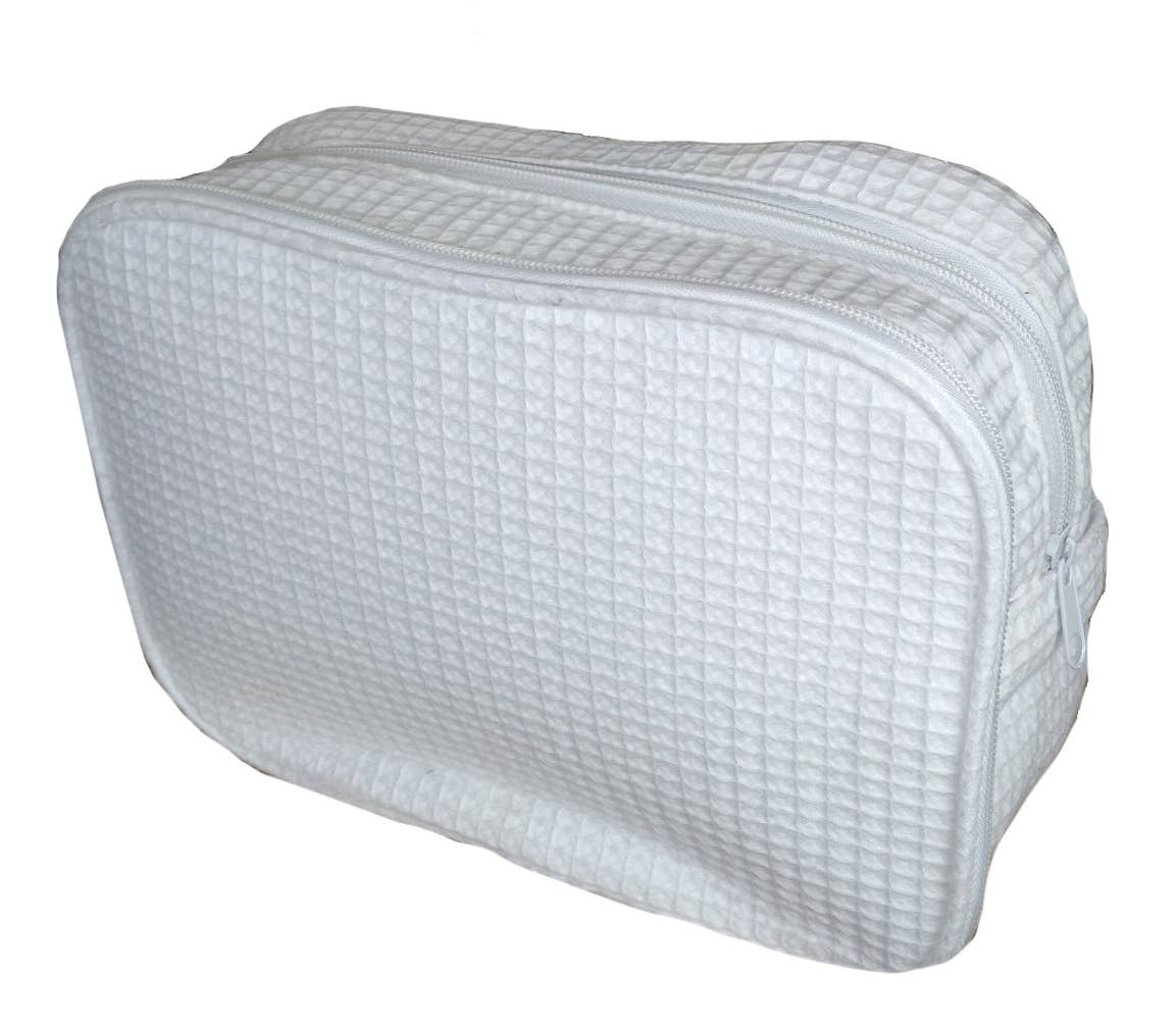 Double Zipper Cosmetic Bag: White